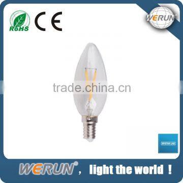 Hot sale 2W hign bright transparent cover led filament bulb dimmable