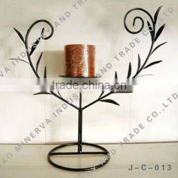 Black color tall metal candle holder