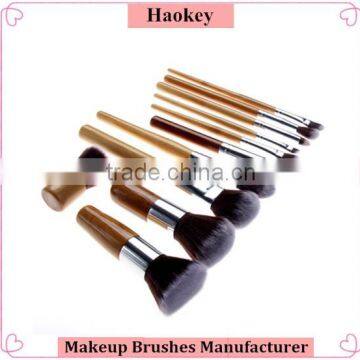 11 Pieces Makeup Brush Set Professional Bamboo Handle Premium Synthetic Kabuki Foundation Blush Cosmetics Brushes Kit With Bag