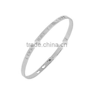 Memories Bangles with Customize Design Word 'LIVE WHAT YOU LOVE' with 4mm/7mm Width