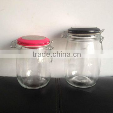 buckled glass jar with lid