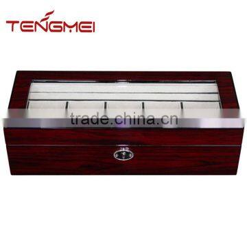 Elegant 5 Piece Lacquer Cherry Wood Rosewood Watch Box Display Case , High Gloss Organizer watch Box