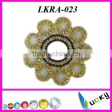 2014 New Design rhinestone flower shape applique Handmade Welding crystal trim for bridal clothing set