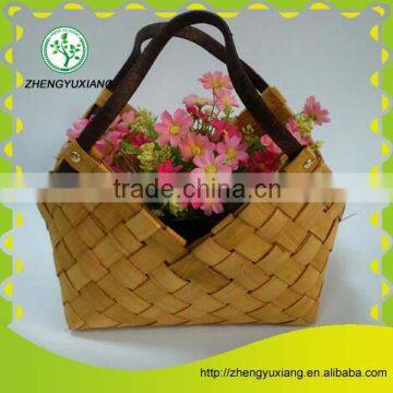 Handmade wood style shopping basket with handlse