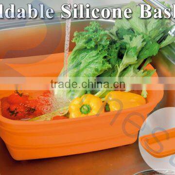 Silicone kitchenware kitchen dish strainer bucket drainer container drink accessories foldable tub storage basket boxes 75557