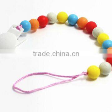 2015 newest design Silicone beads baby pacifier chain clip