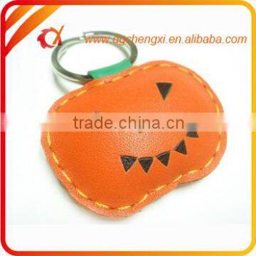 Pumpkin shaped promotional leather keychain for Halloween