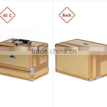 Chinese Factory Custom Best Quality Pro Kiss Lock Gold Clasp Aluminum Makeup Train Case photo-4