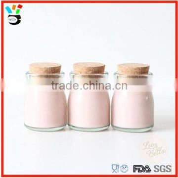 100ml glass milk jar/ bottle with cork lid/glass candy pot