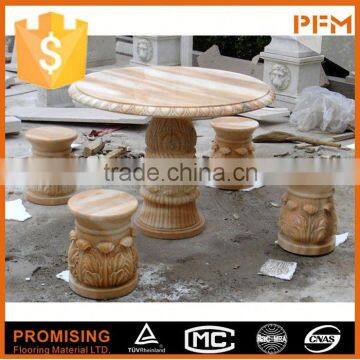 Hand Carved Small Yellow Stone Table photo-4