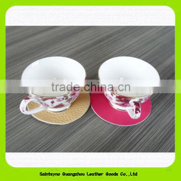 Genuine leather cup coaster embossed leather coaster