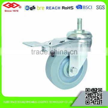 75mm medium duty elastic rubber caster wheel with brake