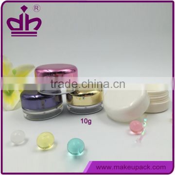 10g mini clear cosmetic premium jar with plating screw cap