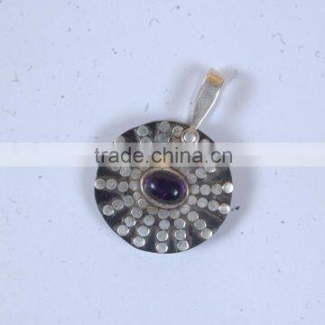 falak gems round shaped silver wooden pendants