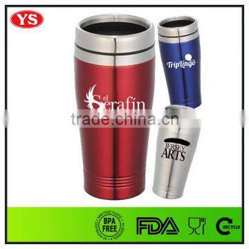 FDA Certification 16 Ounce Double Wall Stainless Steel Car Travel Mug for Coffee