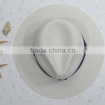 New Cheap Fashion Wholesale Striped White Paper Panam Customized Unisex Straw Hat photo-4