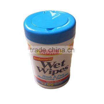 60pcs antibacterial wet wipes in plastic canister