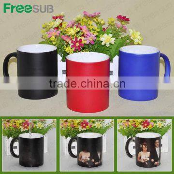 Manufacture magic 11oz ceramic color changing thermal mug, sublimation magic mug