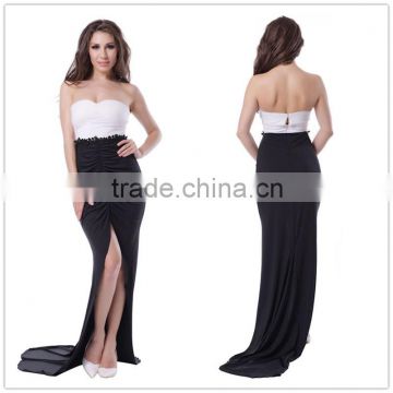 Professional printed floor length adult women party wear no strap sexy evening dress xxxl