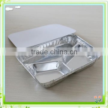 Disposable 3 compartments Aluminum Foil Food tray with lid