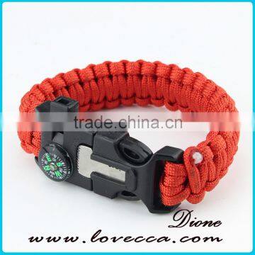 Paracord Bracelet With Compass, Outdoor Survival Bracelet With Whistles
