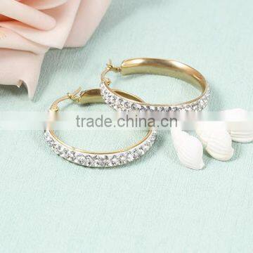 2016 Latest 18k Gold Plated Stainless Steel Cubic Zirconia Diamonds Hoop Earrings photo-4