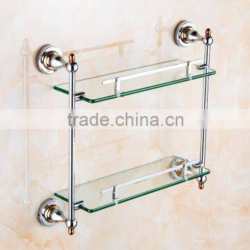 80900 Bathroom Shelf Towels for Bathroom Double Glass Shelf Hotel Use Toilet Accessories