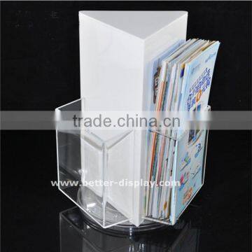 custom rotating 3 side acrylic menu holder/brochure holder