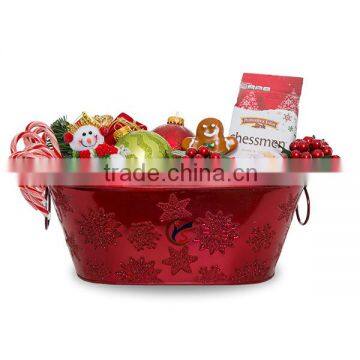 Oblong Holiday Snowflake Christmas Decoration Metal Container