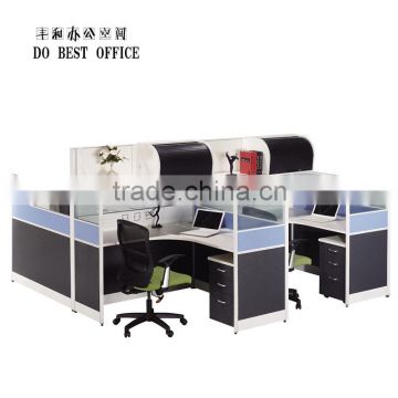 High quality cheap price wood staff table workstation for 4 people