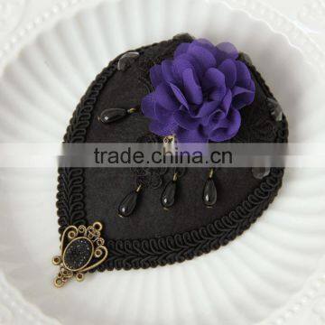 MYLOVE Dark Purple Flower Mini Top Hat Lady Party Hair Accessory