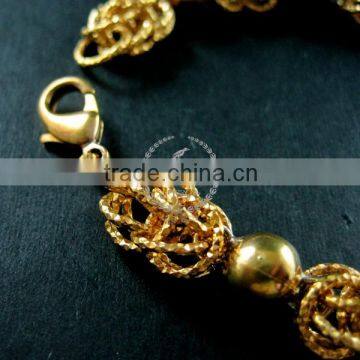 20cm Raw Brass Faceted Round Beads Link Fashion DIY Bracelet Supplies 1900079 photo-2