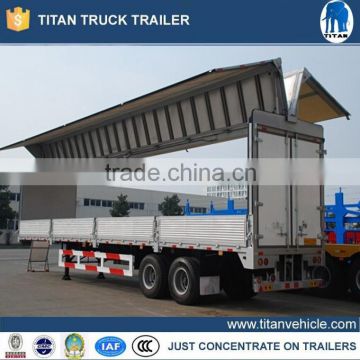 Cargo box semi trailer , 3 / 2 axles wing open type van trailer