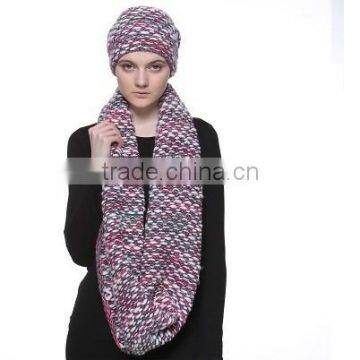 winter custom wholesale women's colorful knitted hat scarf glove set