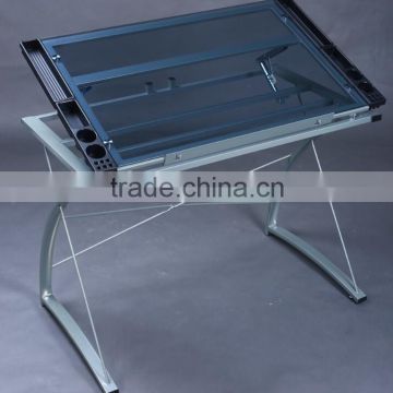 Glass top drawing table