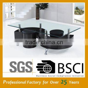 On sale promotion quality cheap glass coffee table with stools JY-01