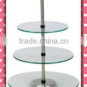 3 tier tempered glass dessert tray cake display stand