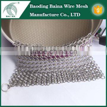 Hot selling stainless steel chainmail scrubber cleaner for pot