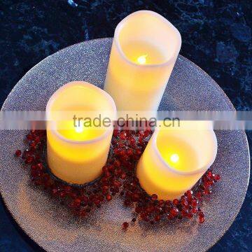 Flameless Wax Candles Yellow Flicking Paraffin Candles With Remote Control Set of 3 Led Real Wax Candles for Home Deocoration photo-2