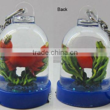 Plastic sea snow globe key chain