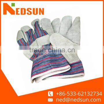 Regular type cow split leather working gardening gloves women