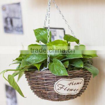 100%Handmade Wicker Wall Hanging Plant Basket Wicker Flower Hanging Basket