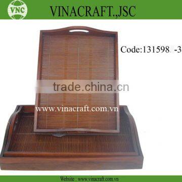 wood bamboo tray with handle