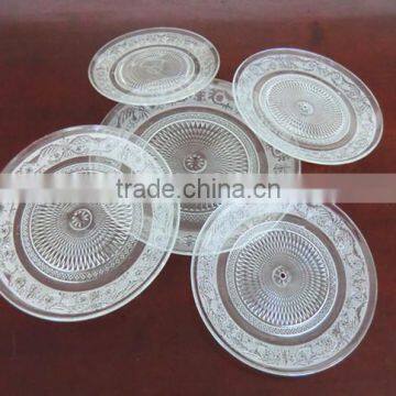 Set 5 Blue Color Light Glass Plates for Table Decoration
