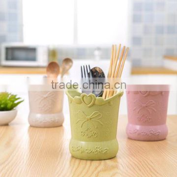 Round plastic engraved chopsticks holder