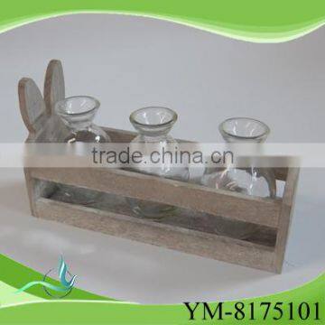 Wooden Rabbit Decoration Candle Holder Decoration for Christmas Day photo-2