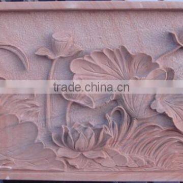 Marble flowers wall relief