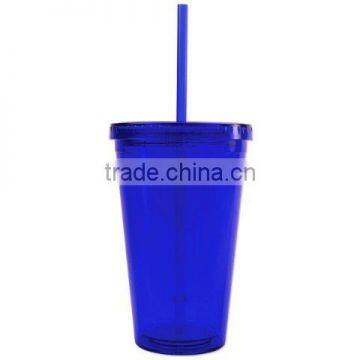 FDA Approved Bpa Free Colorful Plastic Tumblers With Straw Lid