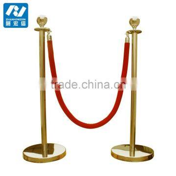 Golden Steel Rope Stanchion Ball Top Queue Rope Barrier photo-3