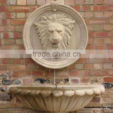 Western Palace Style Marble Stone Lion Head Statue Wall Fountain